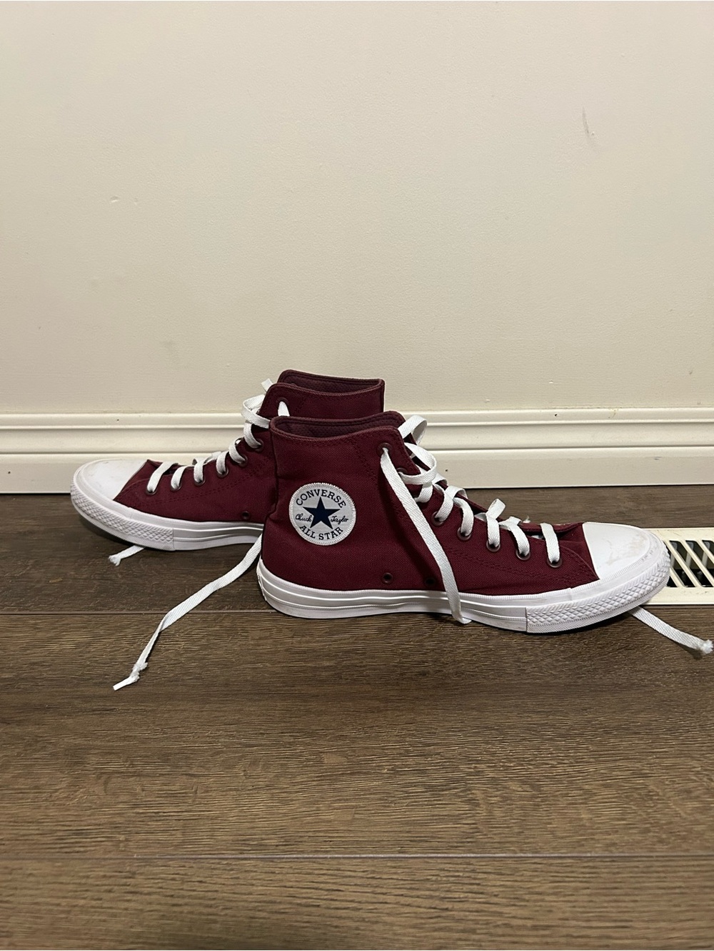 Converse High Top Sneakers - Burgundy and White